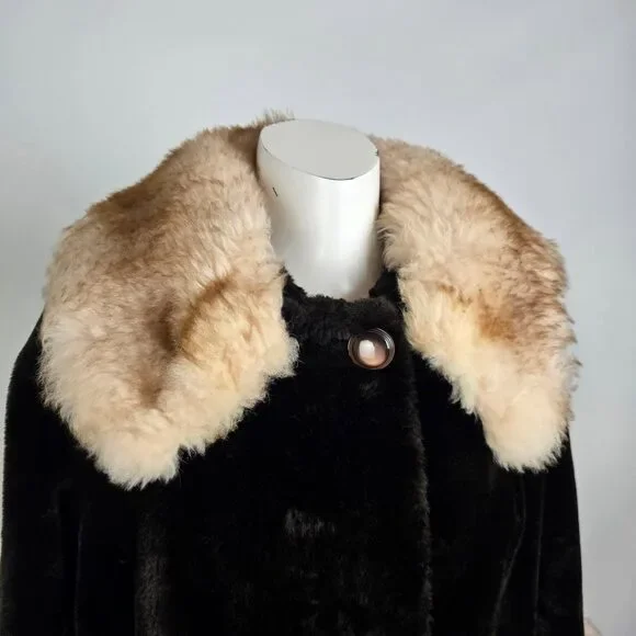 Vintage Benje's Furlook Faux Fur Brown Button Up Jacket Size L/XL - Picture 2 of 11